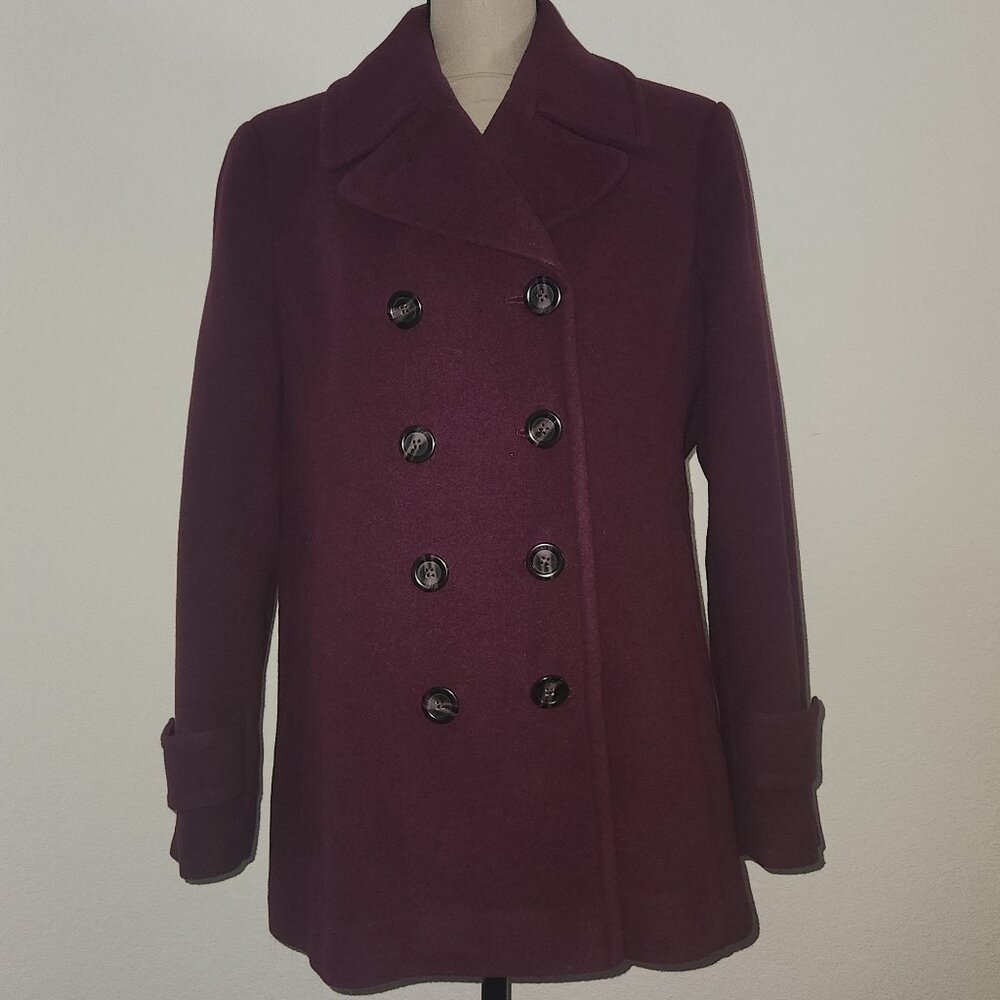 💜 Lands’ End Double-Breasted Wool Blend Pea Coat 💜 12P Women's